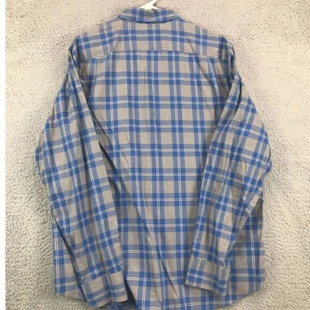 J Crew Shirt Adult Large Blue Grey Plaid Button Down Long Sleeve Casual Mens